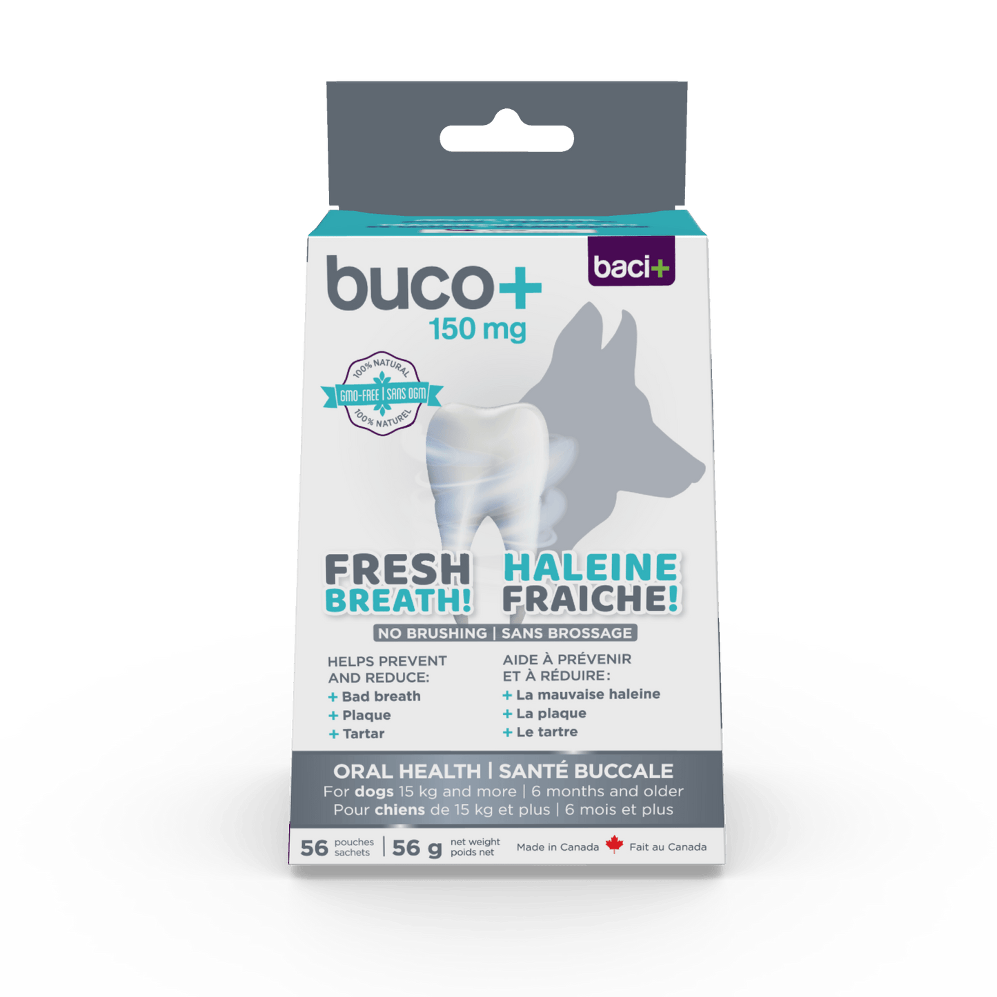 Buco+ 150mg – Soins Dentaires Naturels pour Chiens et Chats +15KG - Montoutous