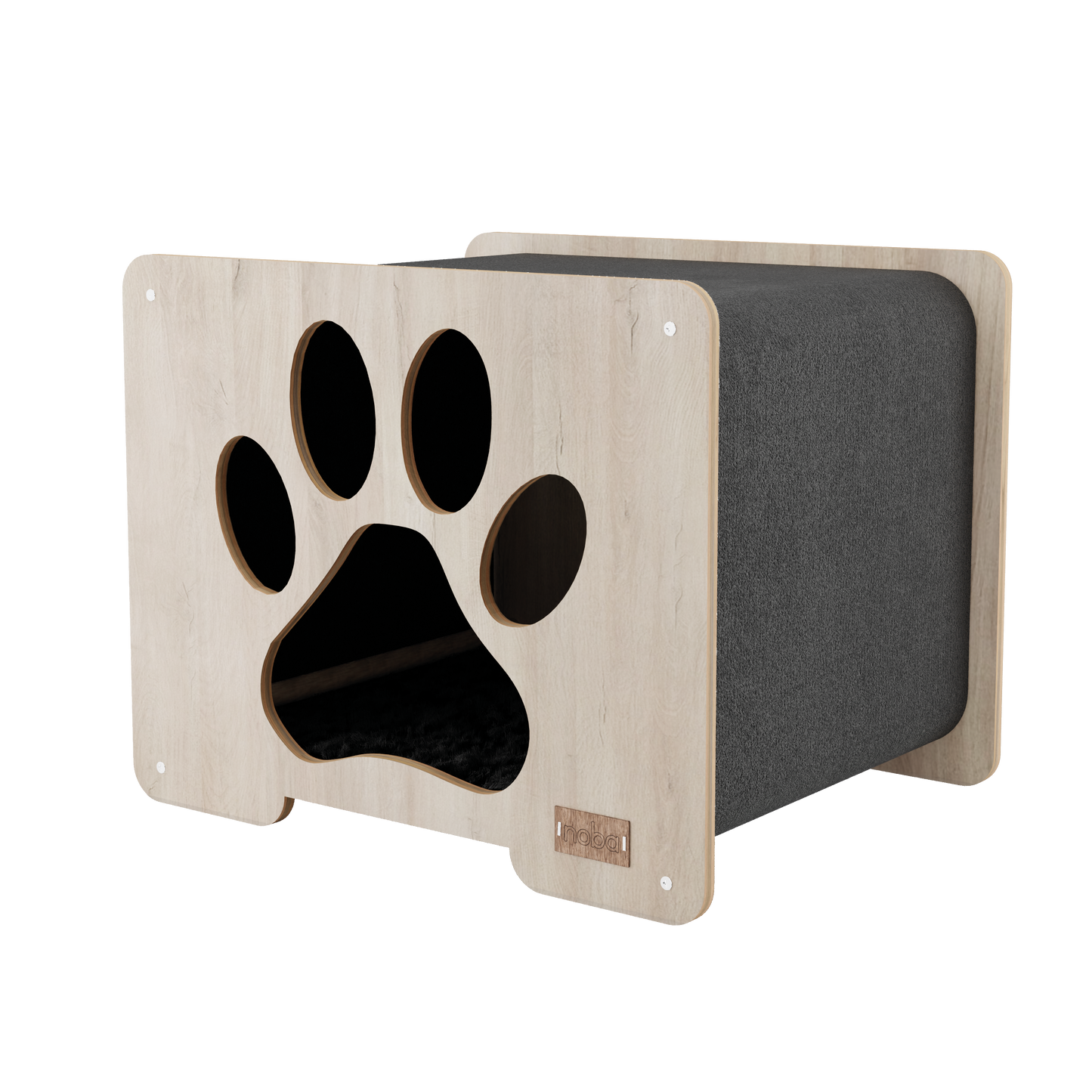 The Hut – Cachette design pour chat avec surface à griffer intégrée