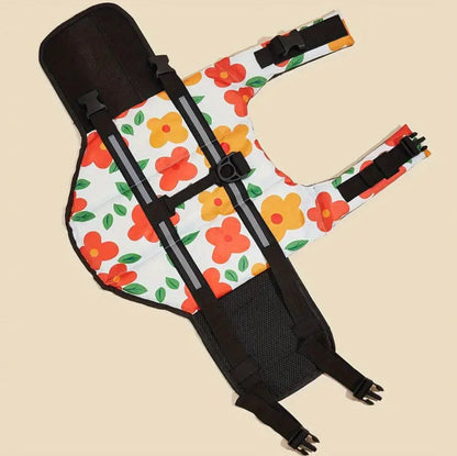 Veste de sauvetage florale pour chien – Sécurité et style en eau