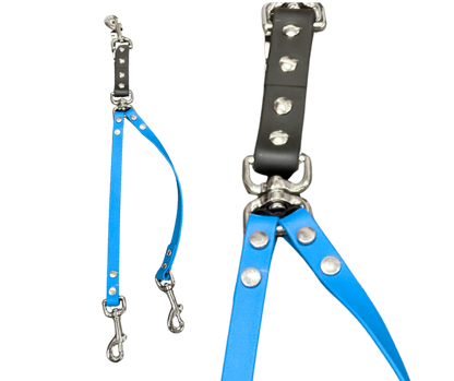 Coupleur laisse double pivotant 5/8" en BioThane – Snap ou anneau central | Fait main au Québec
