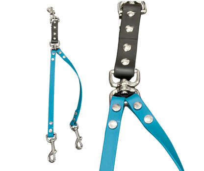 Coupleur laisse double pivotant 5/8" en BioThane – Snap ou anneau central | Fait main au Québec