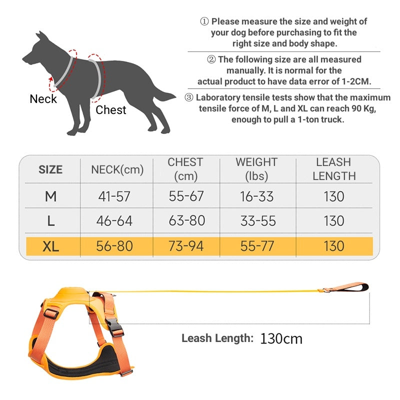 Harnais et laisse rétractable pour chien tout-en-un.  Réglable et respirant