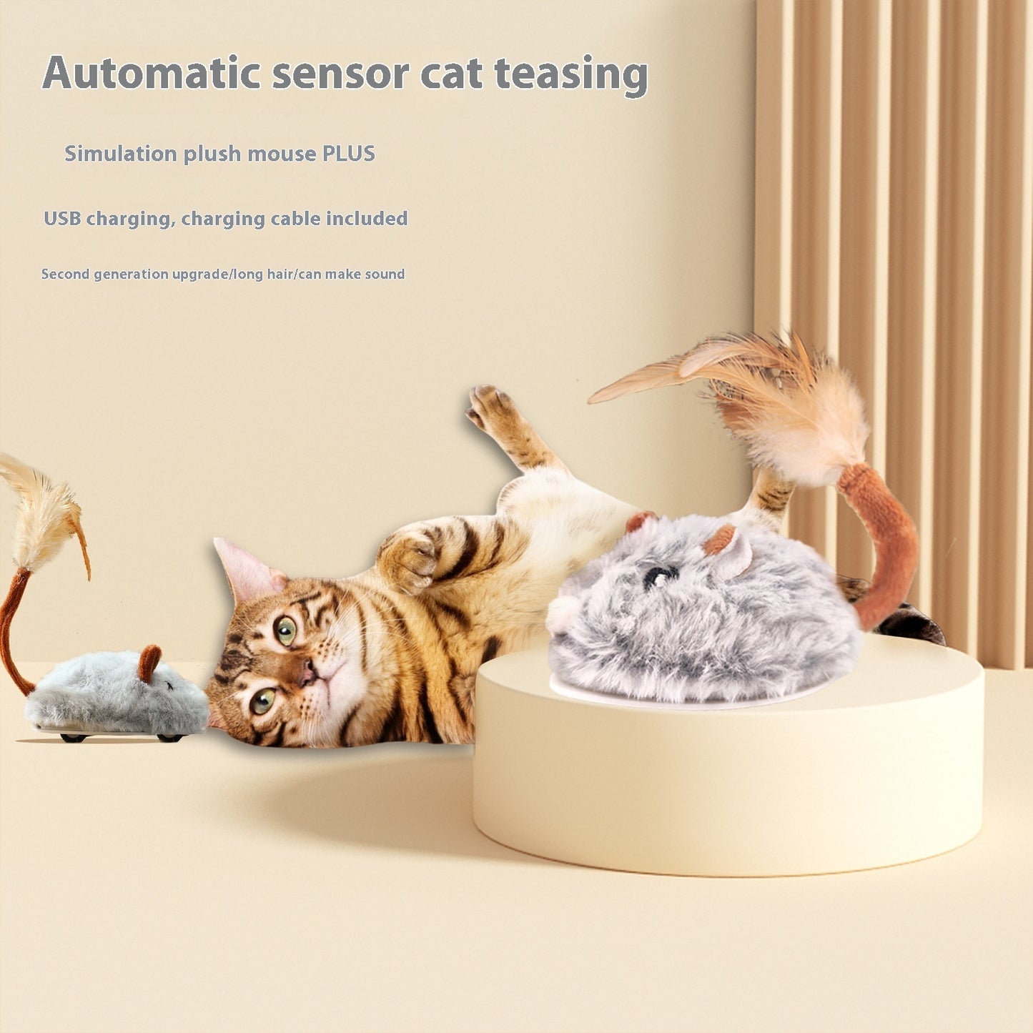 Souris Sonore en Peluche pour Chats