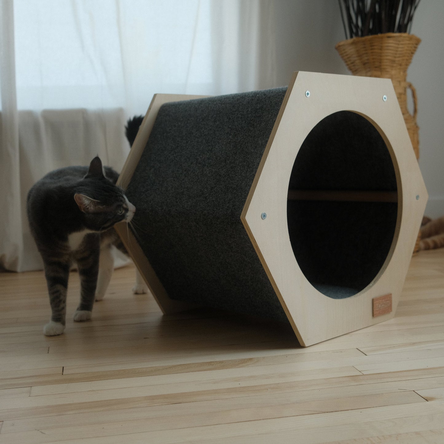 Maison pour Chat Hexagonale – Design Moderne et Surface à Griffer