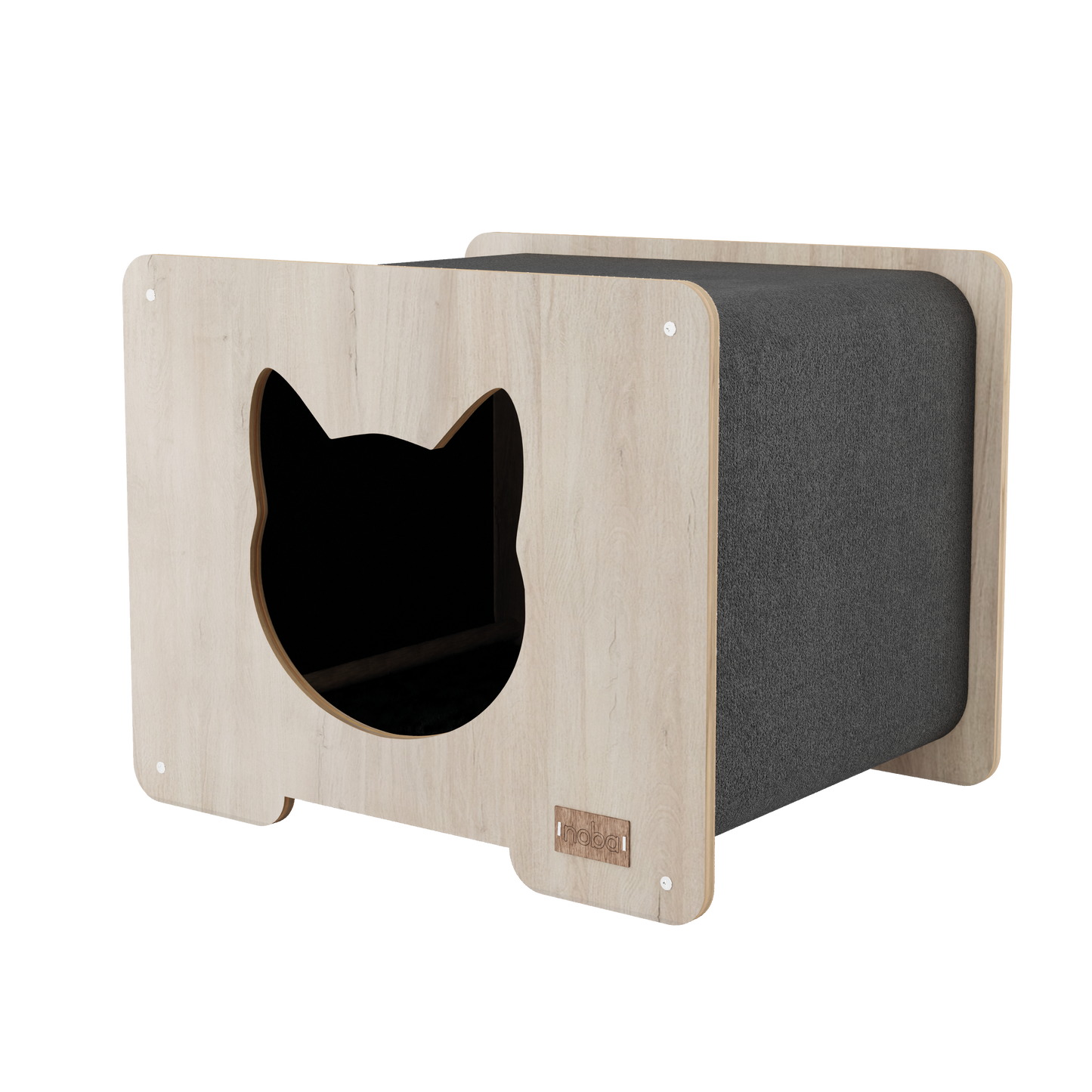 The Hut – Cachette design pour chat avec surface à griffer intégrée
