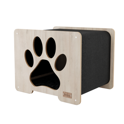 The Hut – Cachette design pour chat avec surface à griffer intégrée