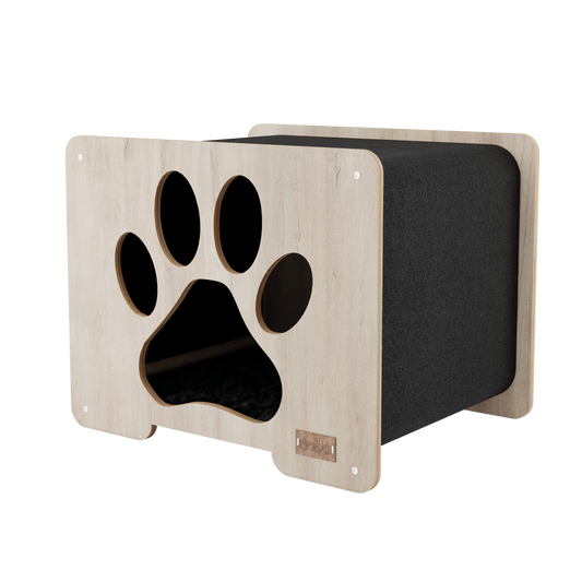 The Hut – Cachette design pour chat avec surface à griffer intégrée