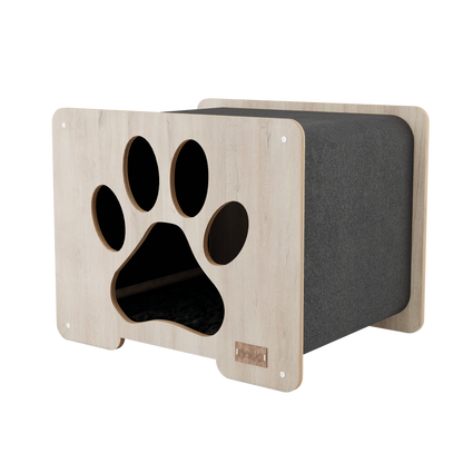 The Hut – Cachette design pour chat avec surface à griffer intégrée