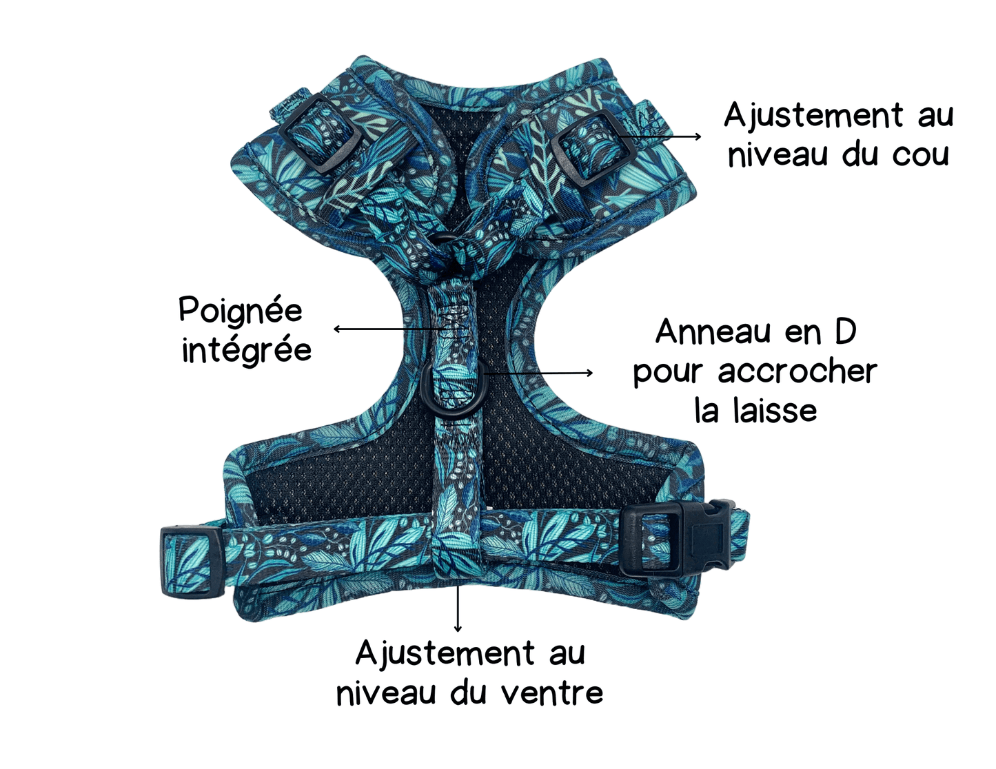 Ensemble “Dans la jungle” – Harnais, laisse et collier pour petit chien ou chat  79,99 $
