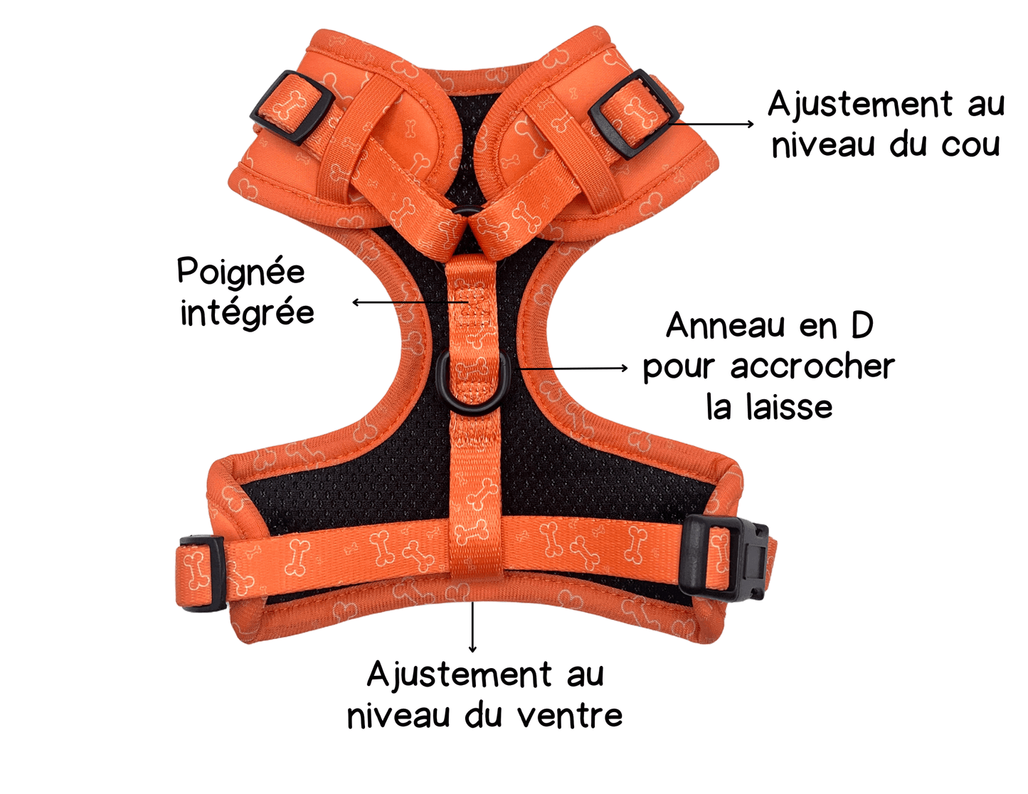 Ensemble “Y a un os” – Harnais, laisse, collier et pochette  Petit chien et chat  84,99 $