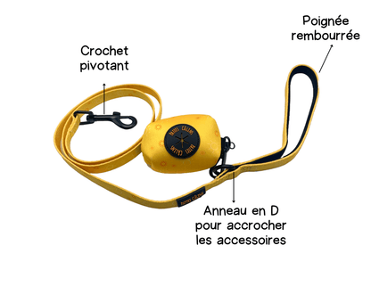 Ensemble “Rayon de soleil” – Harnais, laisse, collier + pochette à sacs à crottes | 84,99 